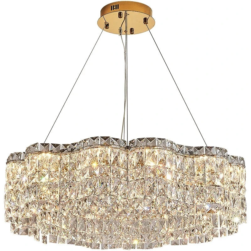 Afralia™ Luxury Crystal Pendant Lights Dimmable LED Foyer Chandelier