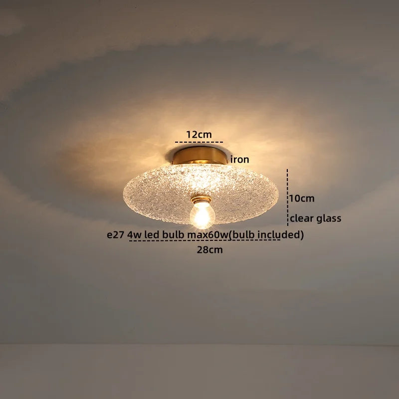 Afralia™ Copper Glass LED Ceiling Light for Indoor Kitchen Corridor Balcony Decor