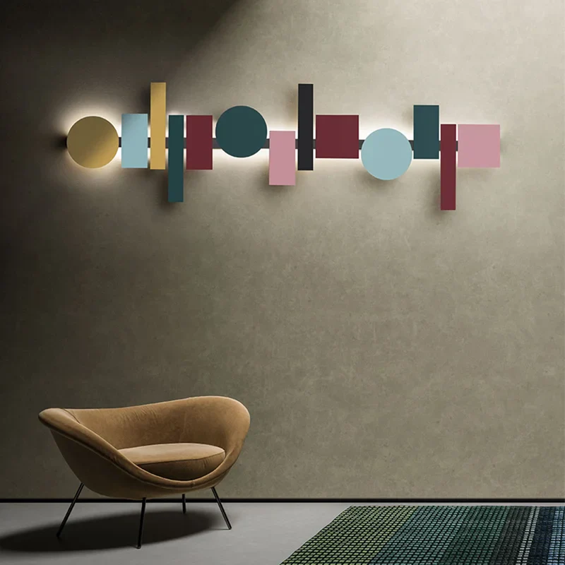 Afralia™ Geometric Flush Mount Macaron Lamp for Living Room Bedside Lighting