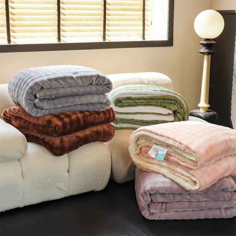 Afralia™ Flannel & Lamb Wool Blanket: Versatile, Thick for Autumn & Winter.