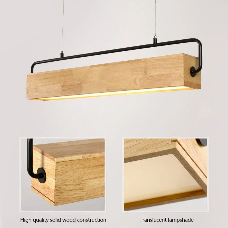 Afralia™ Solid Wood LED Chandelier for Modern Minimalist Home Decor
