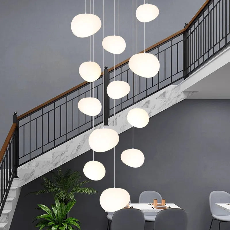 Afralia™ Crystal Chandelier Stair Pendant Light Modern Living Room Interior Lighting