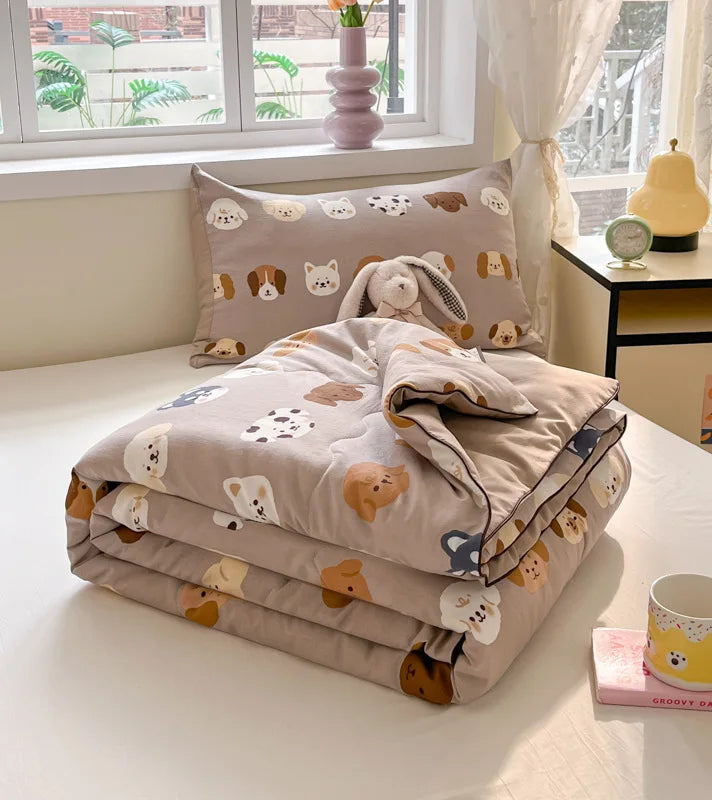 Afralia™ Cartoon Printed Summer Lightweight Cooling Blanket for Kids and Students.