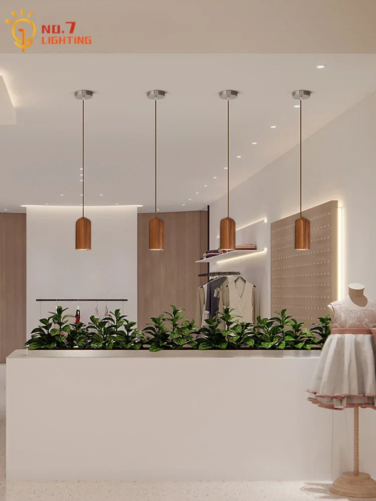 Afralia™ Wooden Pendant Lights LED E27 Minimalist Design for Kitchen, Dining Room, Bar
