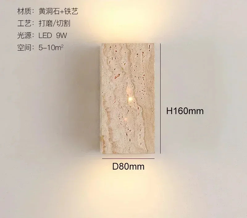 Afralia™ Yellow Travertine Stone Wall Sconce for Indoor/Outdoor Decor & Ambiance