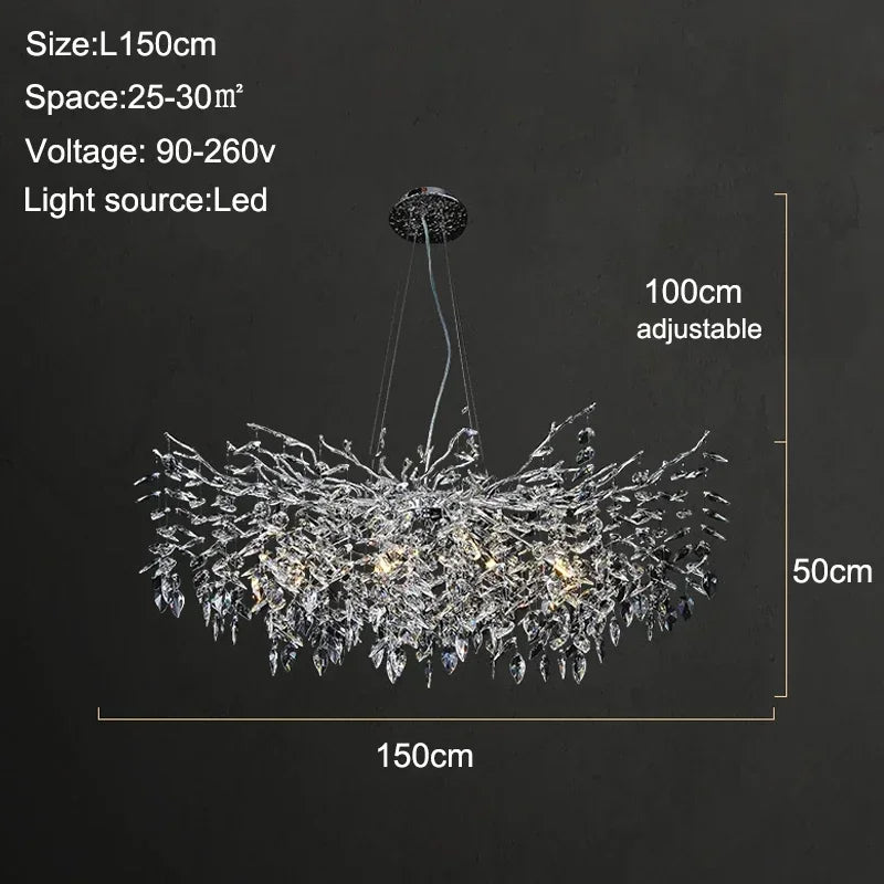 Afralia™ Branch Crystal Chandelier: Luxury LED Ceiling Light for Living Room & Dining Room