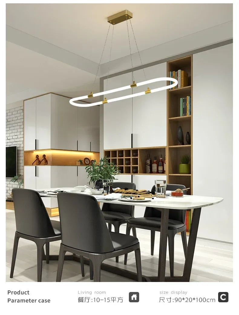 Afralia™ Nordic Modern Copper Chandelier LED Dining Room Pendant Lamp