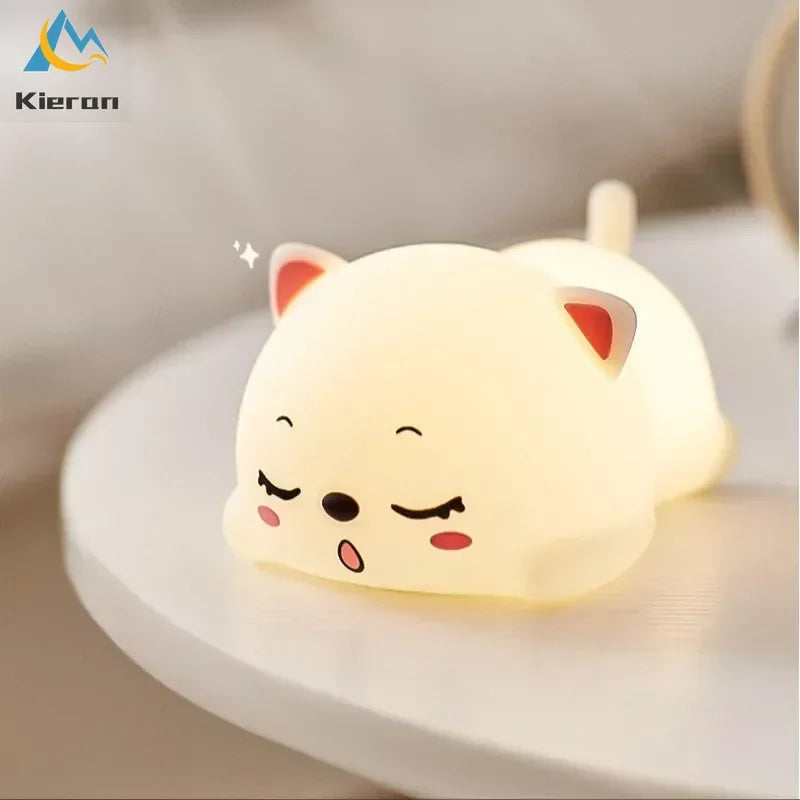 Afralia™ Cat Silicone LED Night Light with Remote Control