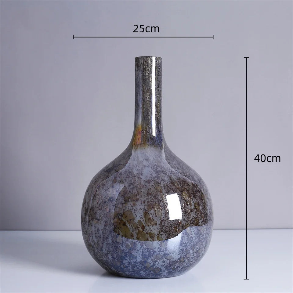 Afralia™ Hand-made Glass Vase Fine Mouth Floral Arrangement Home Decor