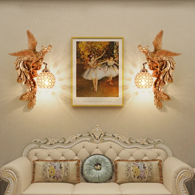 Afralia™ Dragon Phoenix Wall Light: Luxury Decor for Living Room, Bedroom, Staircase