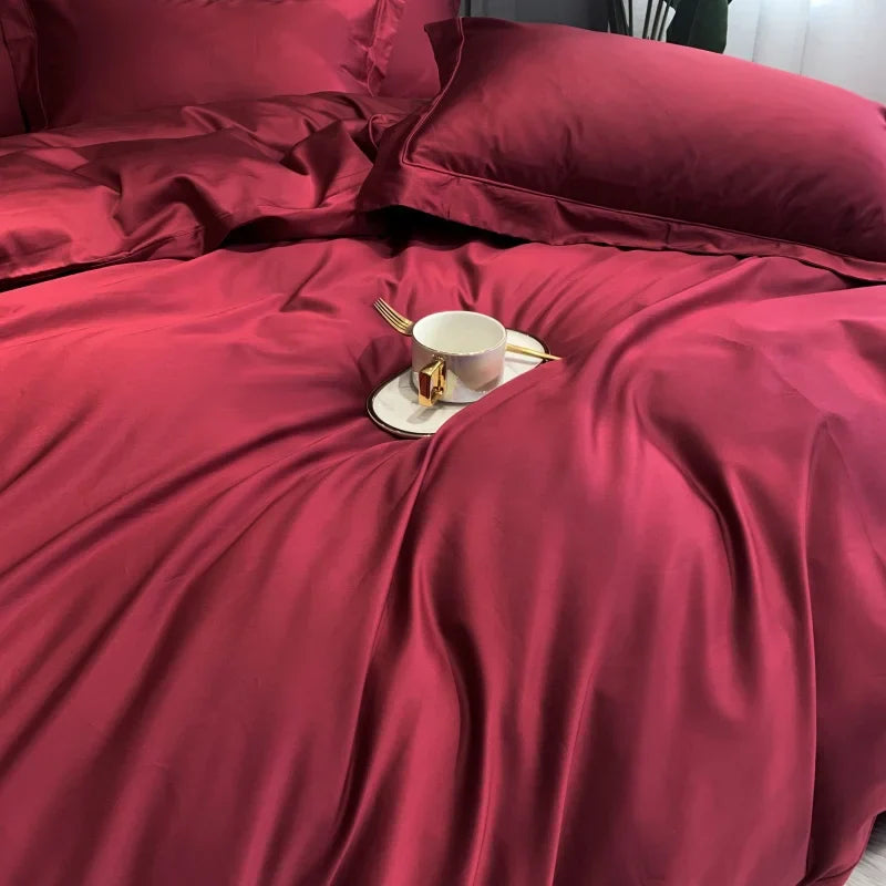 Afralia™ Luxury 1000TC Egyptian Cotton Bedding Set in Soft Silky Solid Color