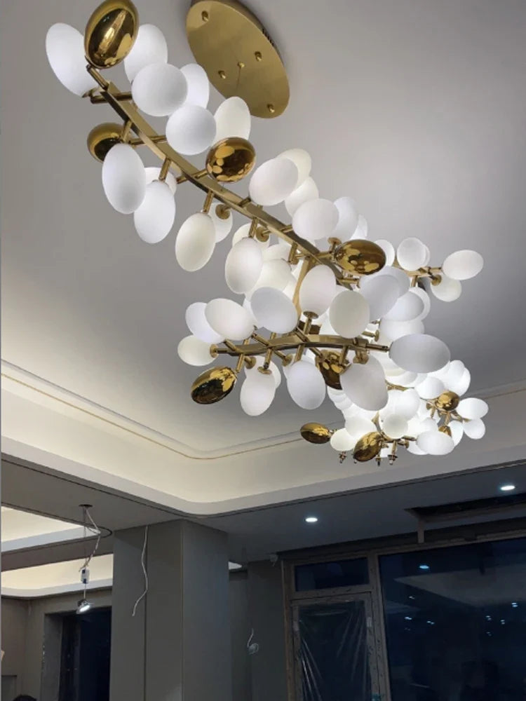 Afralia™ Gold Grape Chandelier Glass Pendant Lights for Living Room & Dining Room