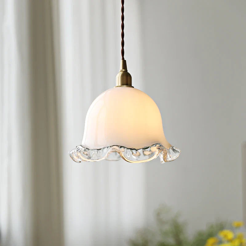 Afralia™ Copper Glass Chandelier LED Pendant Lights for Dining Room Bedroom Bar