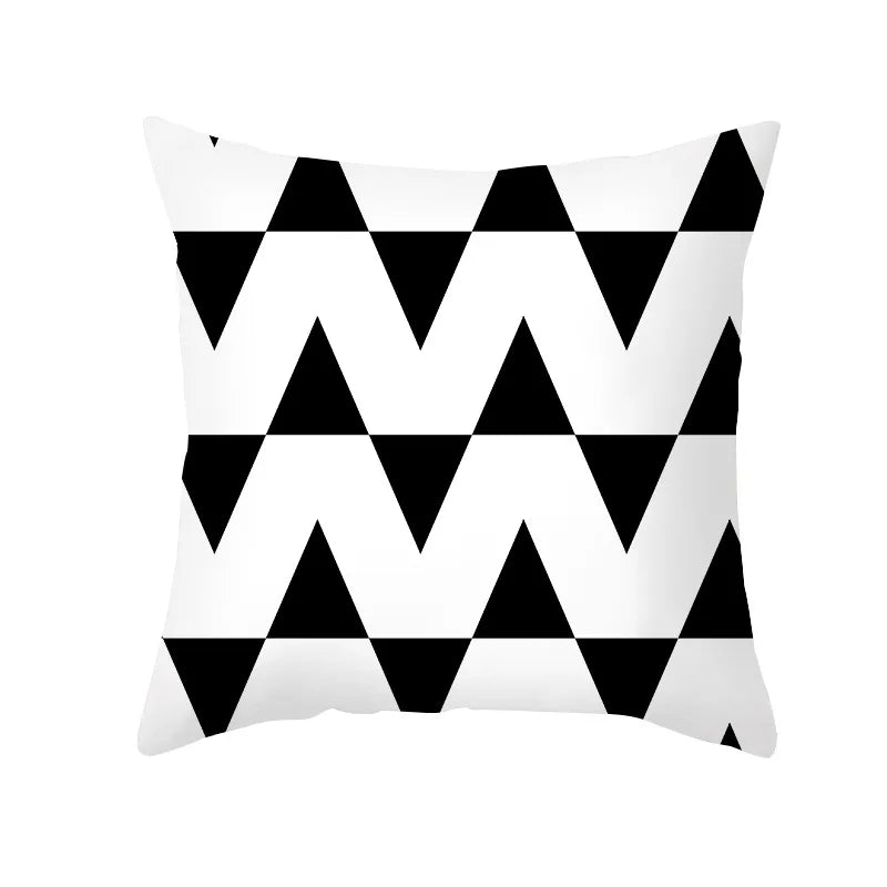 Afralia™ Black Geometry Letters Print Cushion Cover for Home Decor & Office