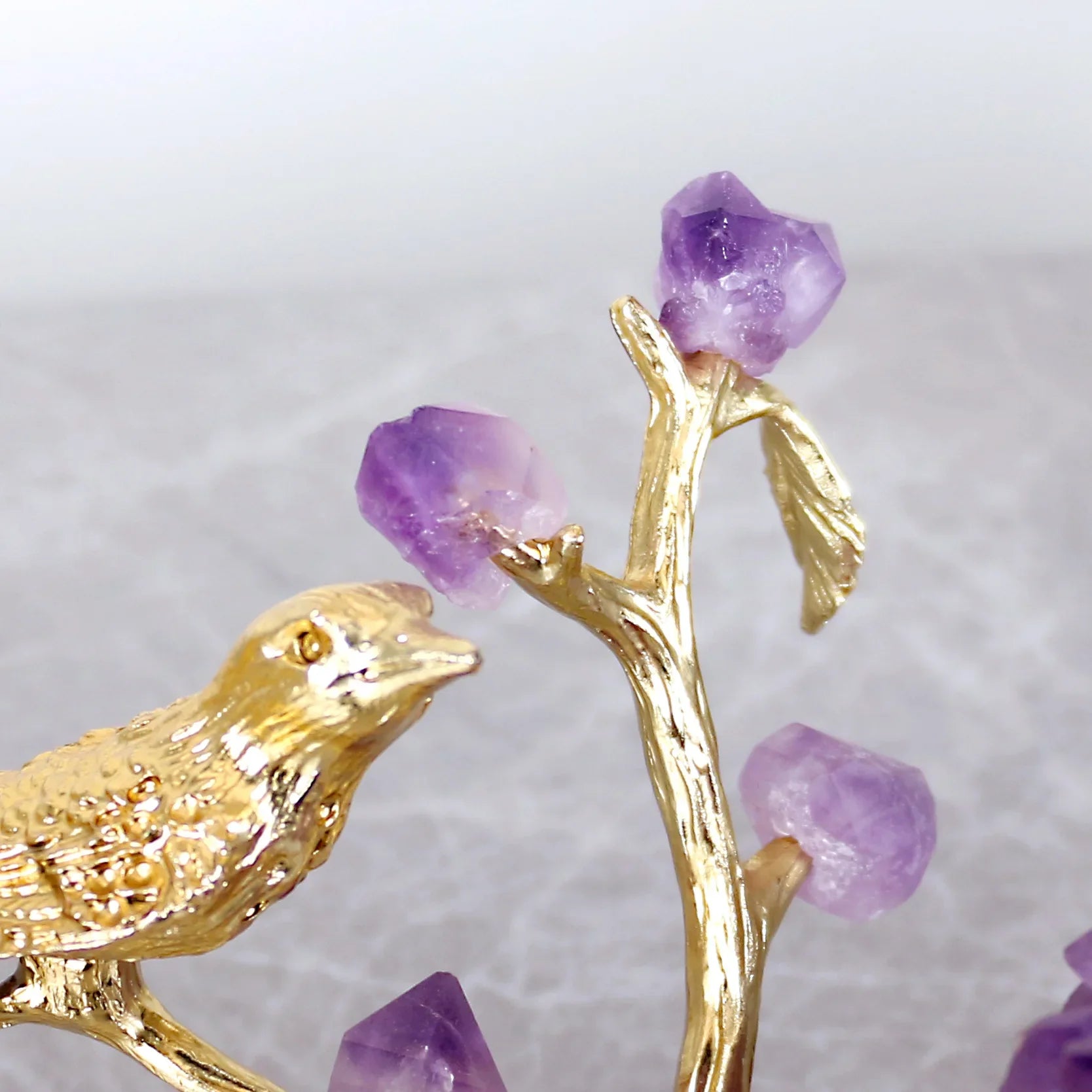 Afralia™ Amethyst Flower Ball Bird Sculpture Desk Decoration