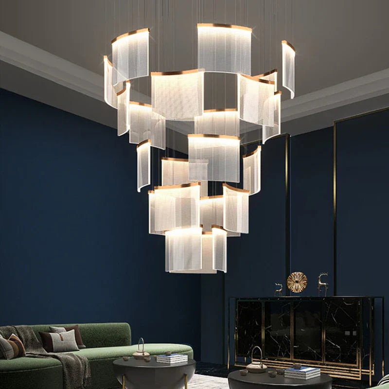 Afralia™ Luxury Large Chandelier for Modern Staircases, Living Rooms & High-Rise Lobbies