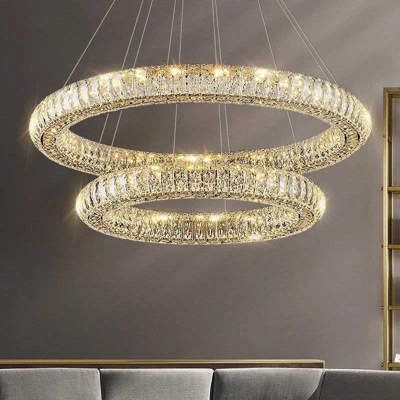 Afralia™ Luxury Crystal Ring Chandelier for Modern Living Room & Restaurant