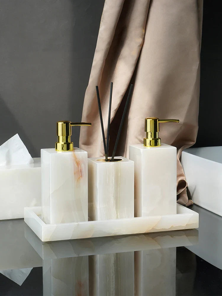 Afralia™ White Onyx Marble Bathroom Set