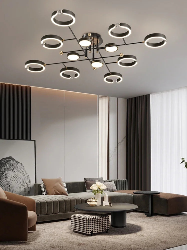 Afralia™ Gold Plated Luxury Chandelier with Remote Control Crystals for Elegant Living & Bedroom Decor