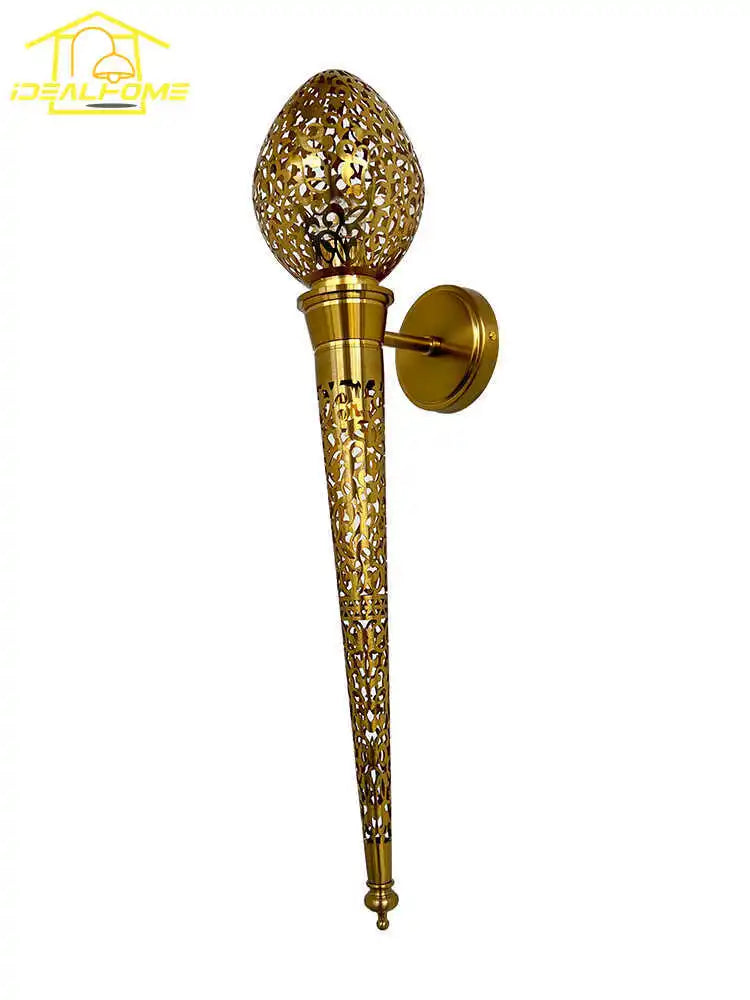 Afralia™ Exotic Torch LED Wall Lamp Gold Lustre, Ideal for Restaurants, Hotels, and Villas.