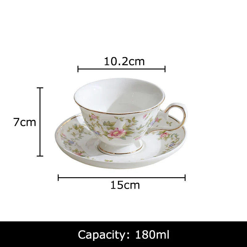 Afralia™ Gold-plated Classical Ceramic Cup & Saucer Set for Dining Table Coffee Afternoon Tea