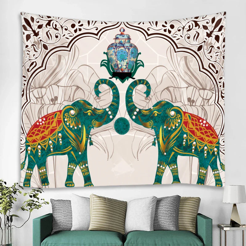 Afralia™ Elephant Tarot Psychedelic Tapestry for Home Decor and Yoga Room Zen Vibes