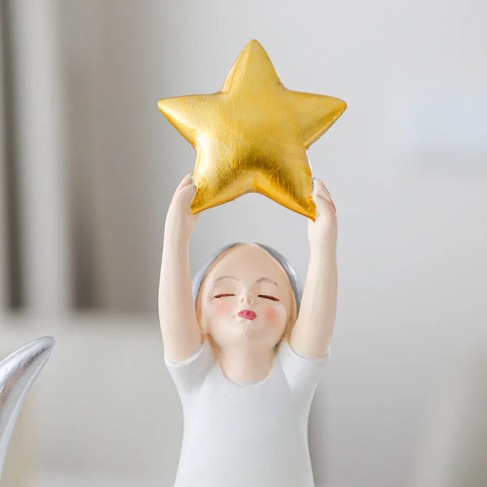 Nordic Moon Girl Figurine by Afralia™ - Elegant Kids' Gift & Home Decor Craft