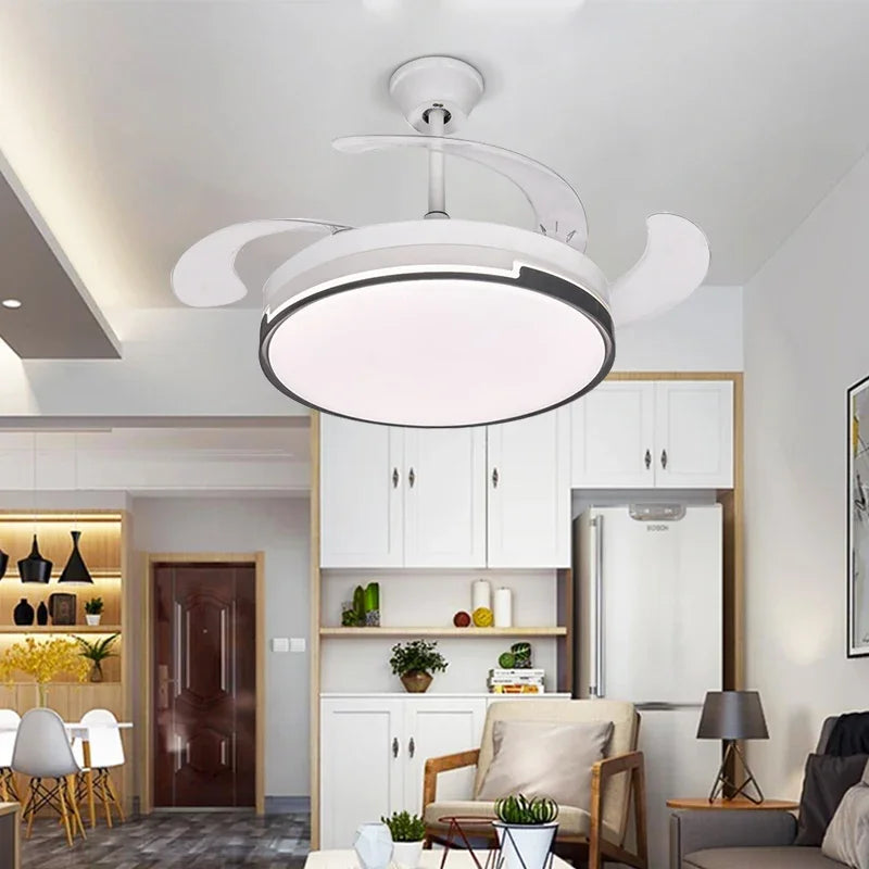 Afralia™ Invisible Ceiling Fan with LED Light, Retractable Blades, Remote Control