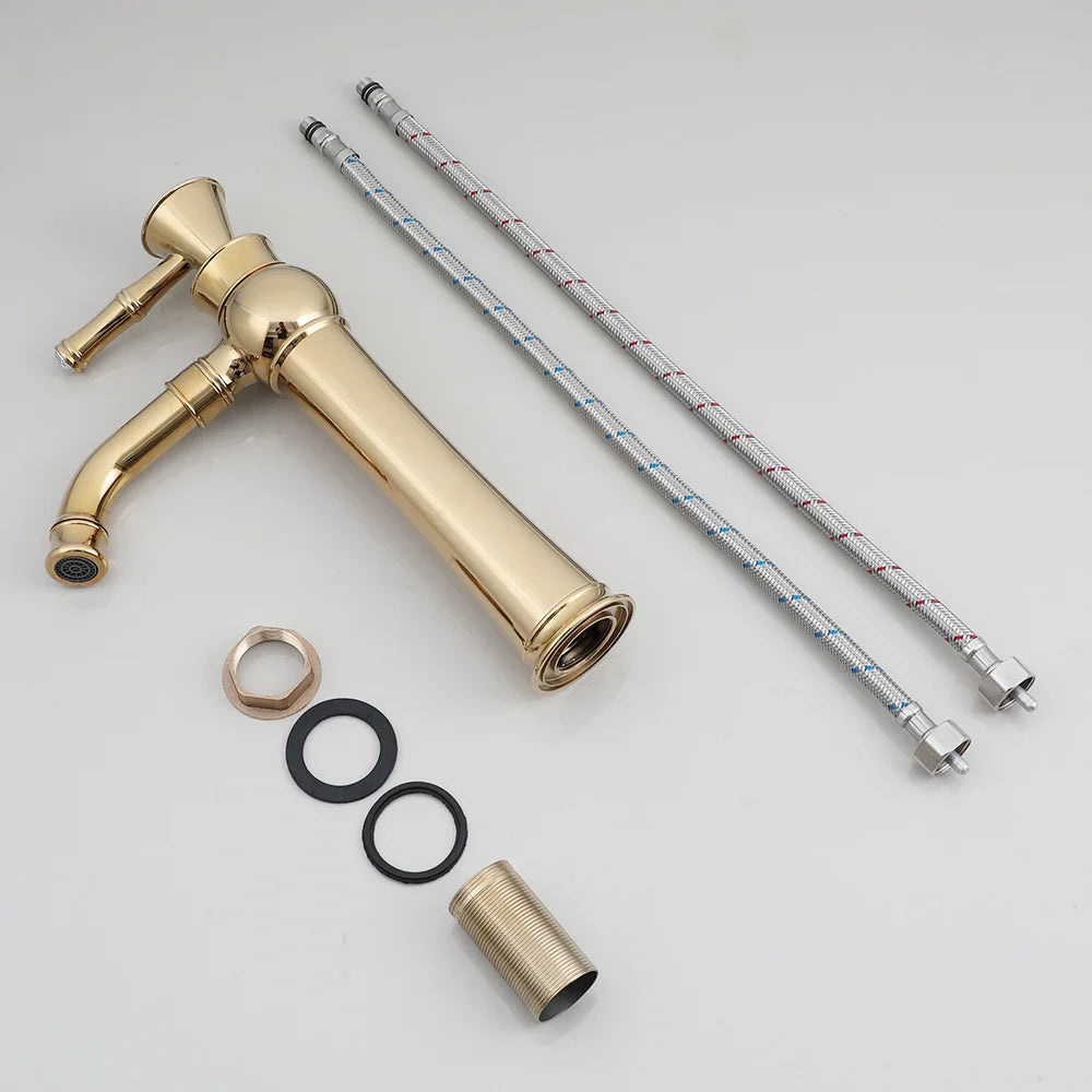 Afralia™ Golden Ceramic Bathroom Basin Set with Gold Faucet and Mixer Taps