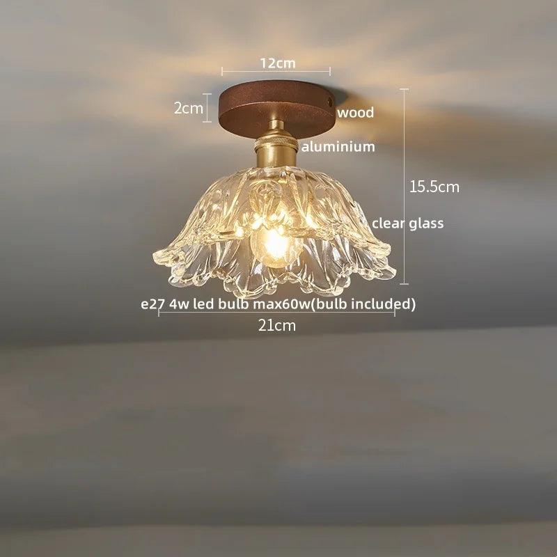Afralia™ Wood Glass LED Ceiling Lights Modern Luminaria De Teto for Home Décor