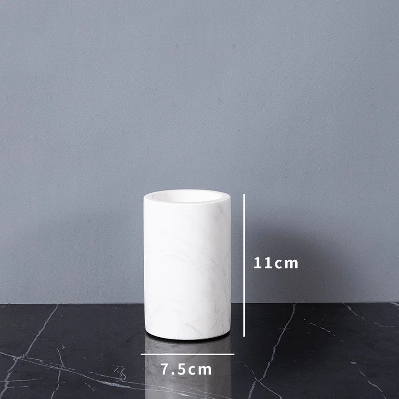 Afralia™ White Volakas Marble Bathroom Accessories Set