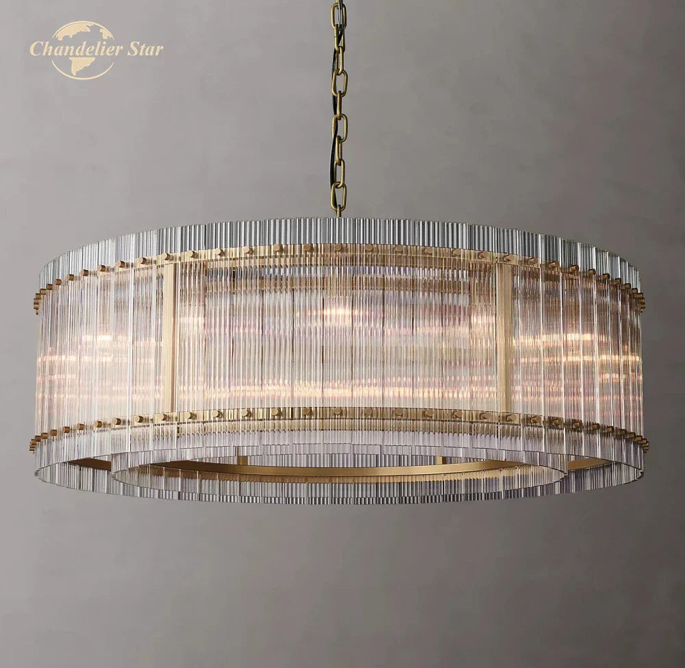 Afralia™ Modern LED Glass Chandelier San Marco Round Pendant Light - Decorative Lighting Fixture