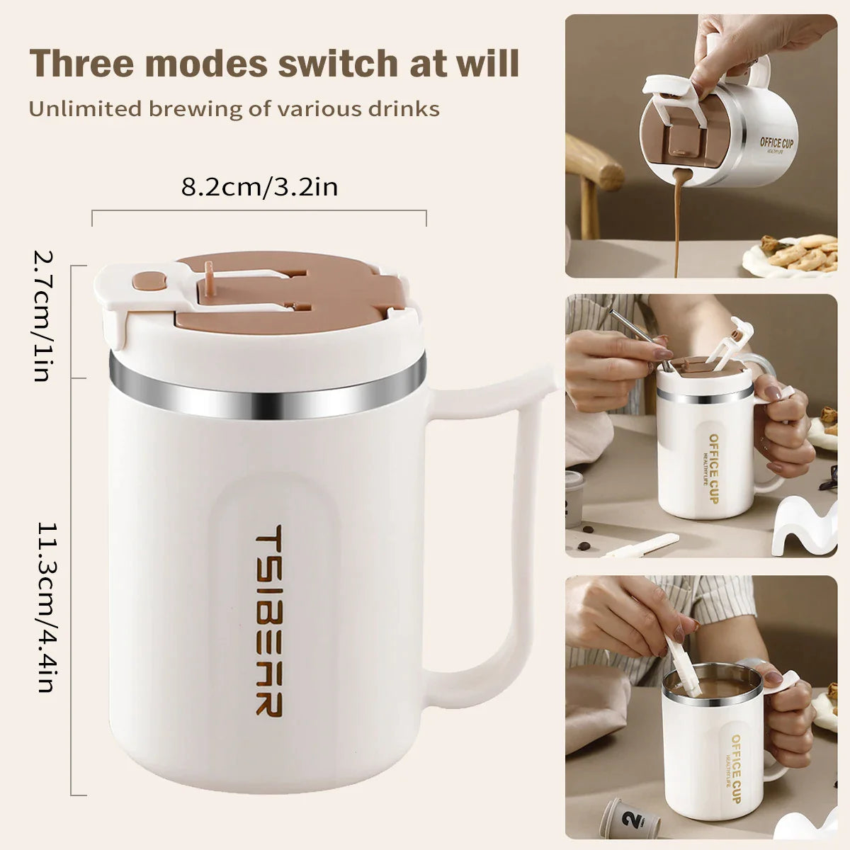 Afralia™ Stainless Steel Coffee Travel Mug with Handle, Sealing Lid, Double Wall Design