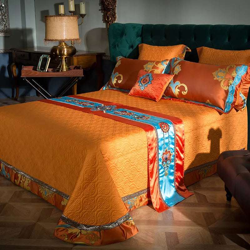 Afralia™ 200S Embroidery Cotton Bedding Set: Queen King Linens with Duvet, Sheet, Pillowcase