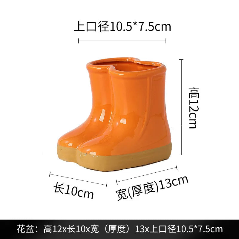 Afralia™ Ceramic Rain Boots Flower Vase - Garden Pot Home Decor Accessories