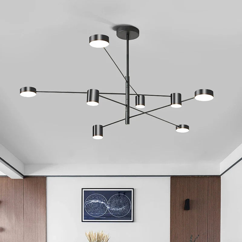 Afralia™ Modern Gold Black LED Chandelier for Living Room, Bedroom, and Restaurant