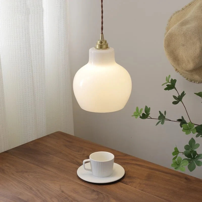 Afralia™ Green Glass LED Pendant Lights Modern Hanging Lamp Home Decor