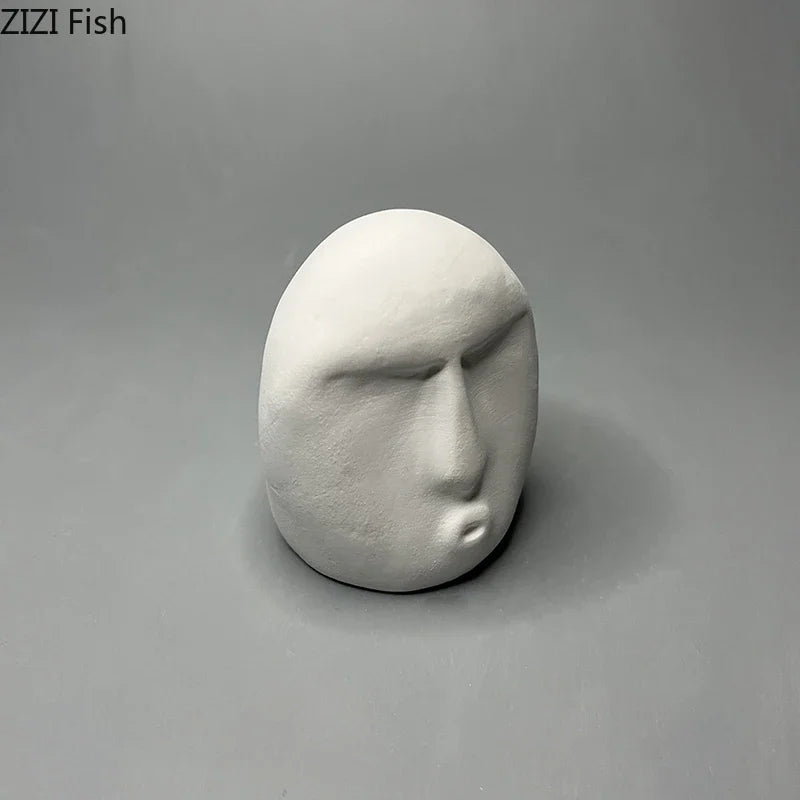 Afralia™ Stone Human Face Sculpture Decoration for Desk Ornaments & Room Aesthetic