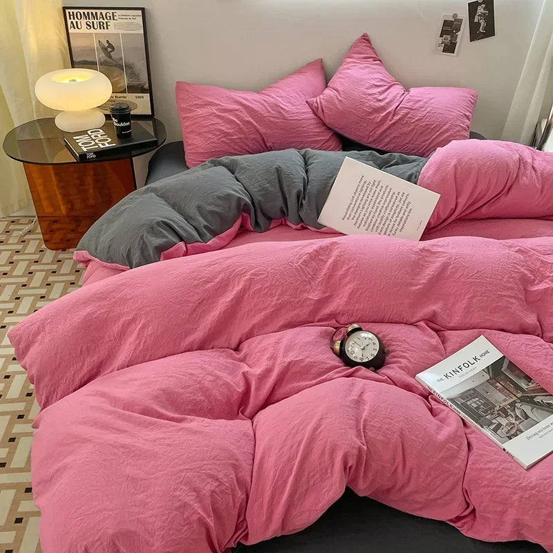 Afralia™ Soft Bedding Set: Fitted Sheet, Duvet Cover, Pillowcase - Queen/King Size