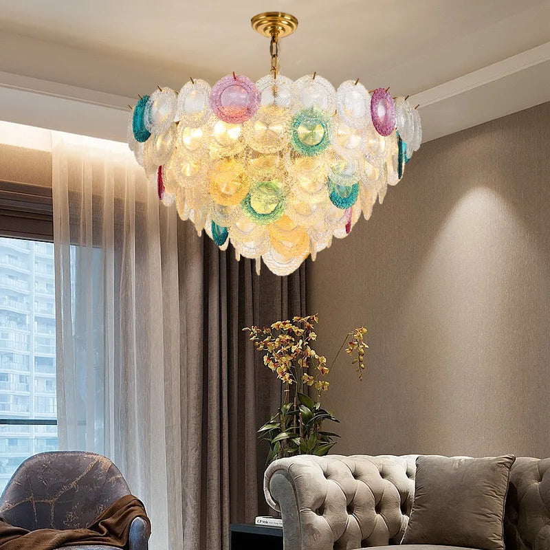 Afralia™ Glass Shade LED Chandelier for Bedroom Living Room Dining Decor