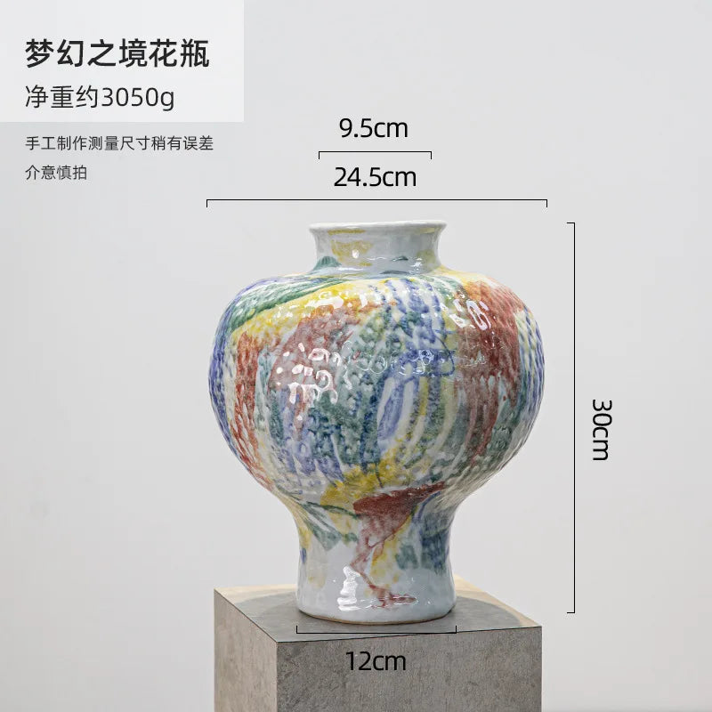 Afralia™ Ceramic Graffiti Vase Handcrafted Porcelain Floral Arrangement Home Decor