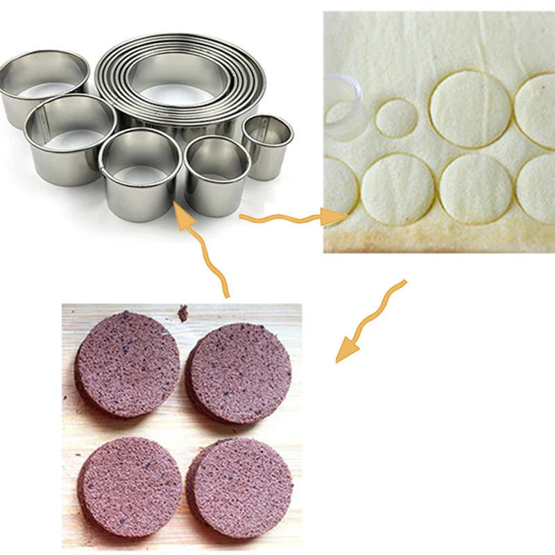 Afralia™ Stainless Steel Round Cake Molds Set - 12pcs Pack