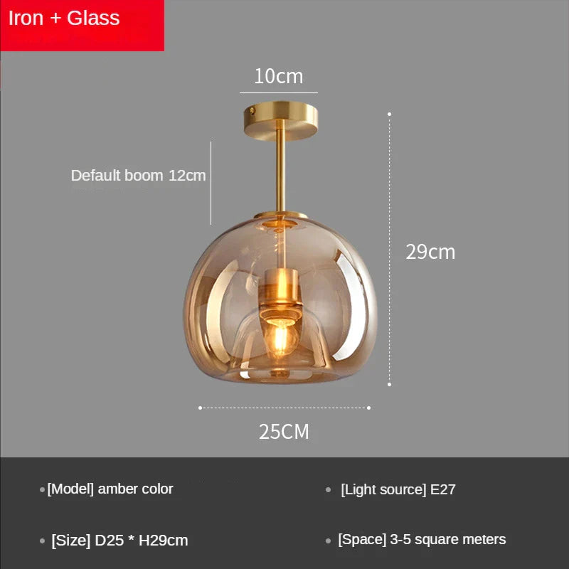 Afralia™ Glass Ball LED Ceiling Light: Modern Nordic Living Room Hallway Kitchen Interior Lamp