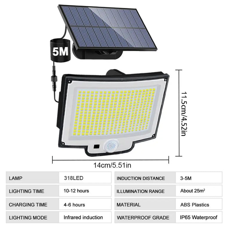 Afralia™ Solar Security Spotlight 328 LEDs 3 Modes IP65 Waterproof Motion Sensor