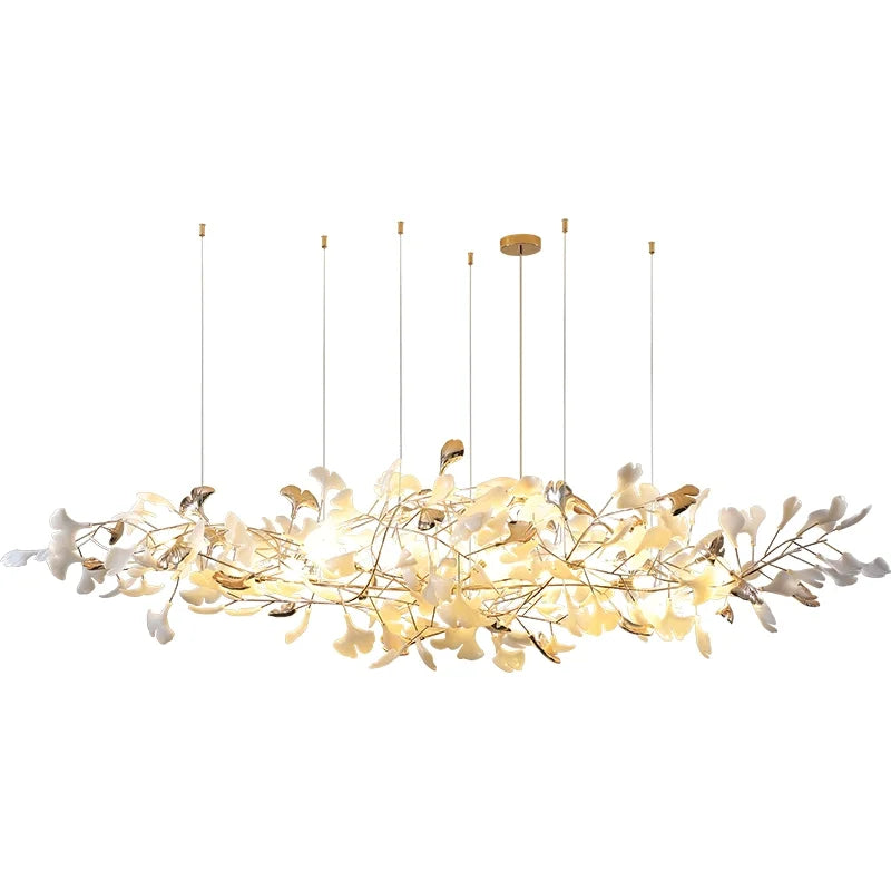 Afralia™ Luxe Ginkgo Leaves Chandelier Pendant Light for Living Room Bedroom