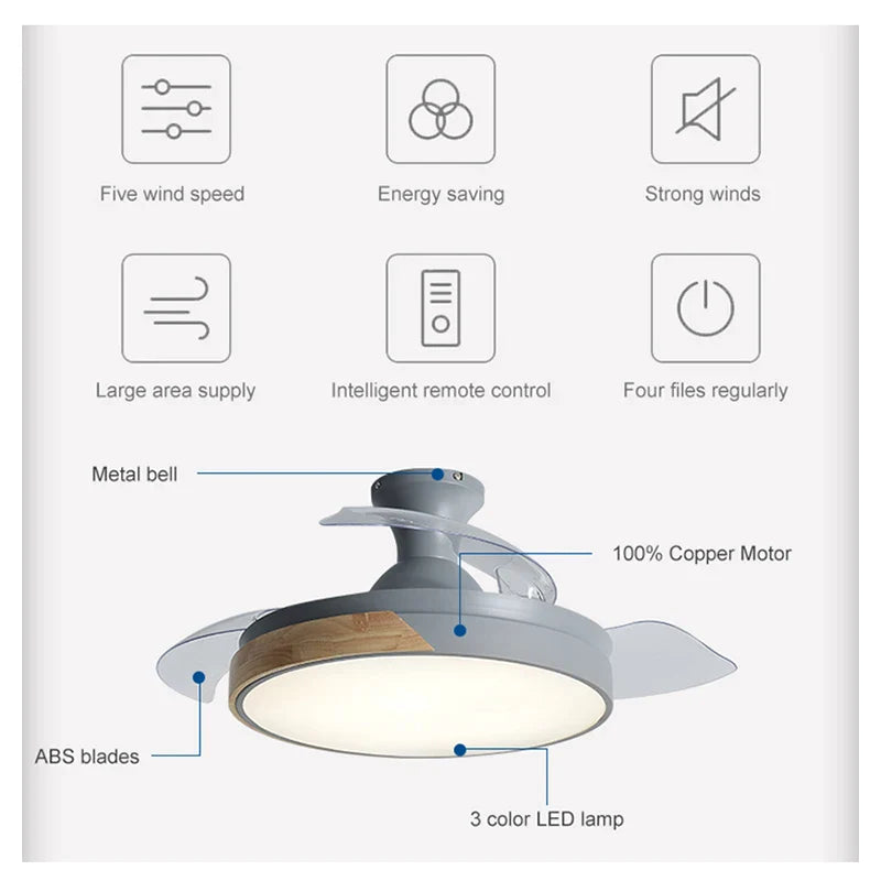 Afralia™ Modern 36/42" Ceiling Fan Light for Bedroom, Living Room, Study - LED Minimalist Design