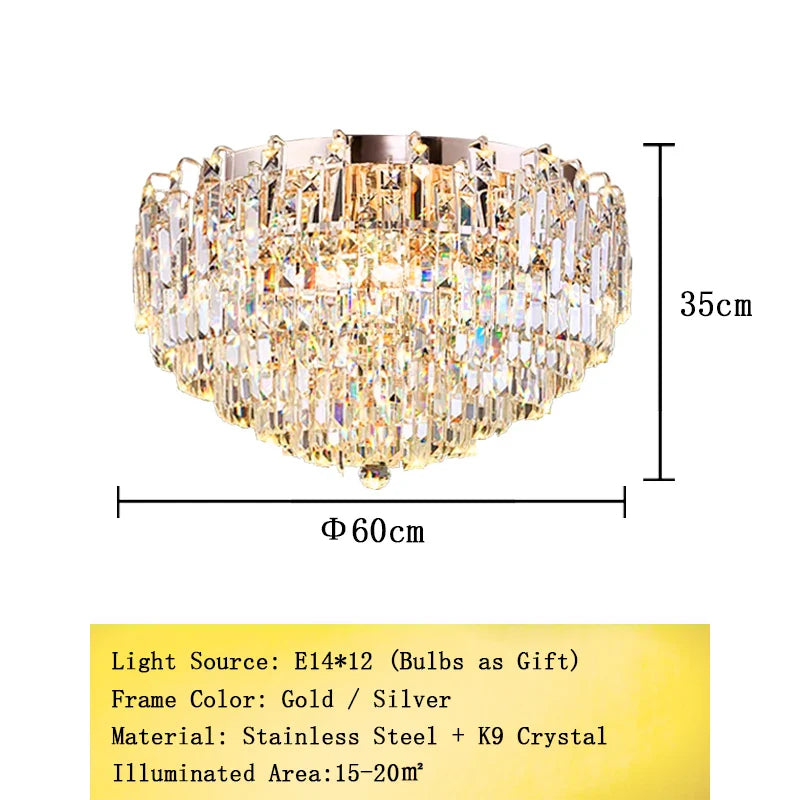 Afralia™ Crystal Pendant Chandelier LED Hanging Lamp for Luxury Living Room Decor