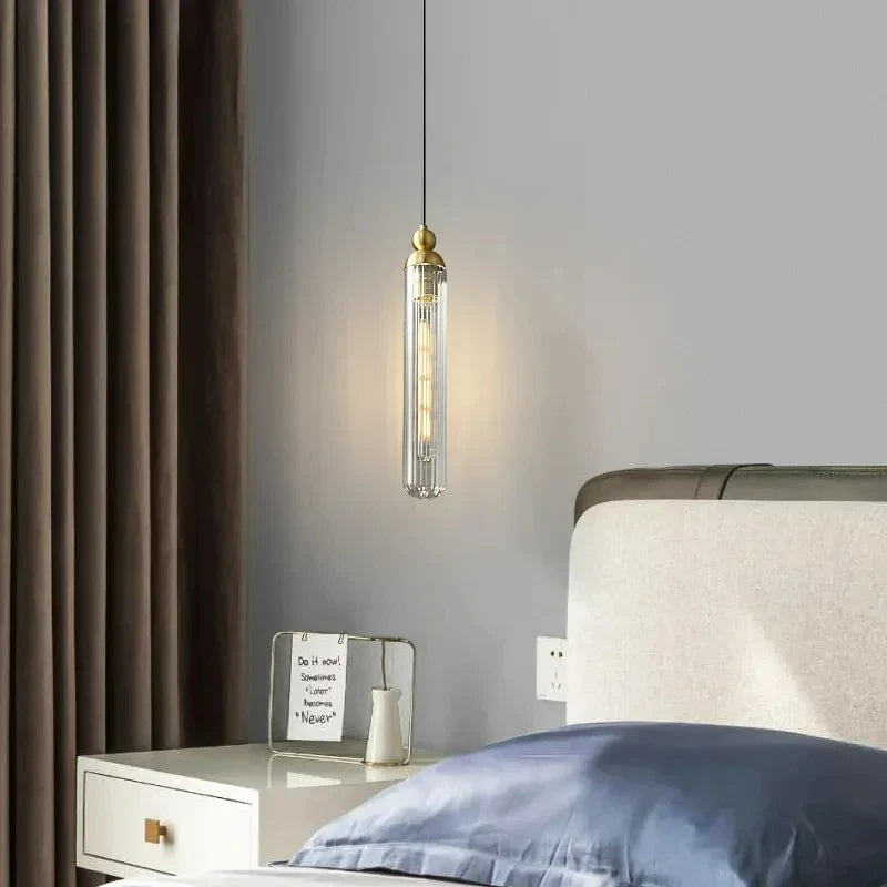 Afralia™ Nordic Glass Chandelier: Bedroom & Restaurant Lighting, Copper Finish, E14 Bulb, Adjustable