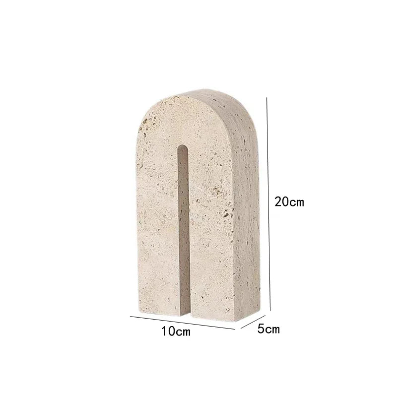 Afralia™ Archway Shape Travertine Sculpture Figurine Statue for Home Decor