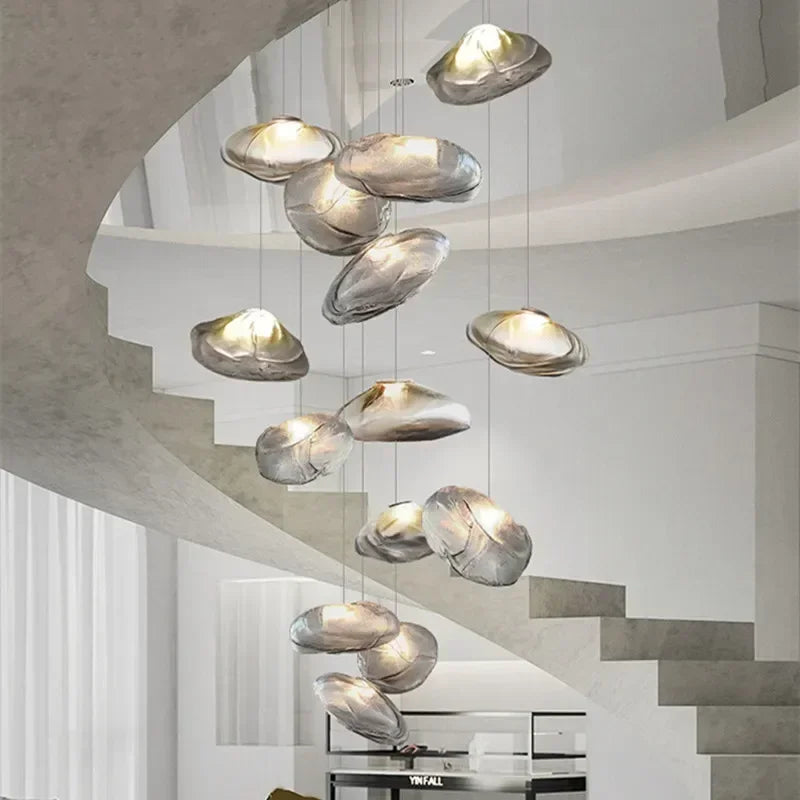 Afralia™ Glass LED Chandelier Lighting for Modern Stairs, Dining Room, and Home Bar